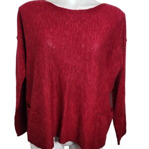 Eileen Fisher red womens blouse linen + cotton blend size small